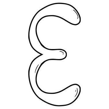 epsilon sembolü el çizimi ana hat vektörü