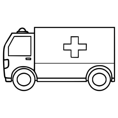 ambulans illüstrasyon el çizimi ana hat vektörü