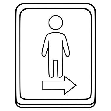 Erkekler tuvaleti işaret tablosu el çizimi ana hat vektörü