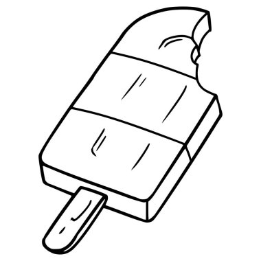 Isırılmış buzlu çubuk çizimi el çizimi ana hatlı vektör