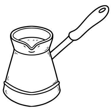 Türkçe kahve demliği illüstrasyon el çizimi taslak vektör