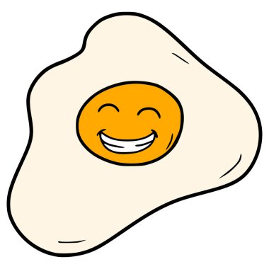 güneşli taraf yumurta karakteri çizim elle izole edilmiş vektör