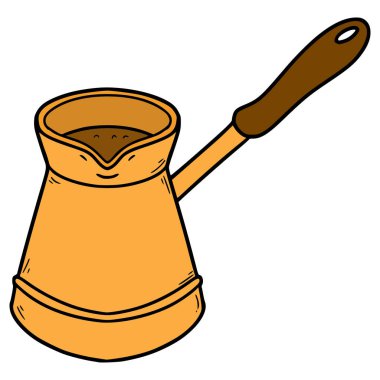 Türkçe kahve demliği illüstrasyonu el çizimi izole vektör