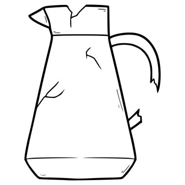 kırık sürahi çizimi el çizimi ana hat vektörü