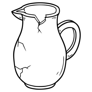 kırık sürahi çizimi el çizimi ana hat vektörü
