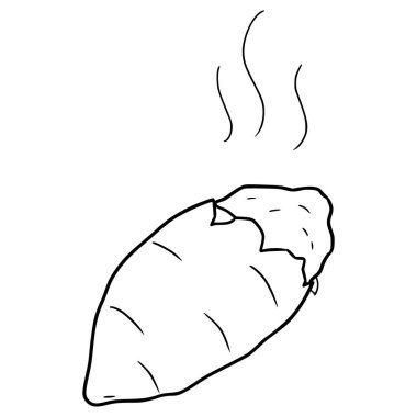 kaynamış tatlı patates çizimi el çizimi taslak vektör