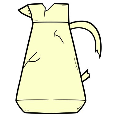 Kırık sürahi çizimi elle izole edilmiş vektör