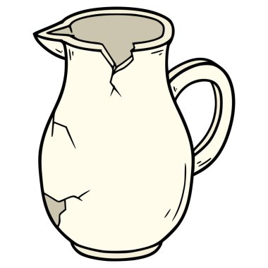 Kırık sürahi çizimi elle izole edilmiş vektör