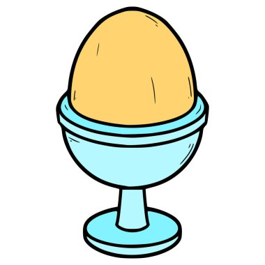 Haşlanmış yumurta çizimi elle izole edilmiş vektör