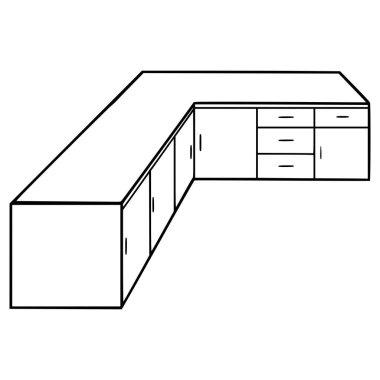 Köşedeki mutfak çizimi el çizimi taslak vektörü