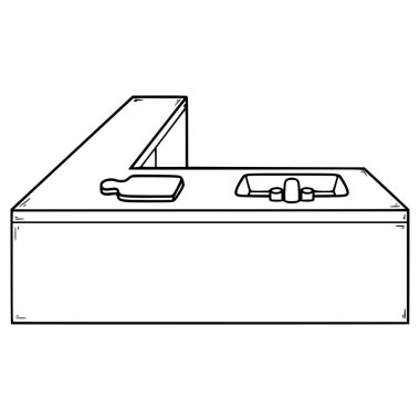 Köşedeki mutfak çizimi el çizimi taslak vektörü