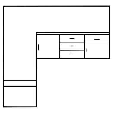 Köşedeki mutfak çizimi el çizimi taslak vektörü