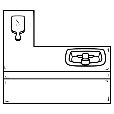Köşedeki mutfak çizimi el çizimi taslak vektörü
