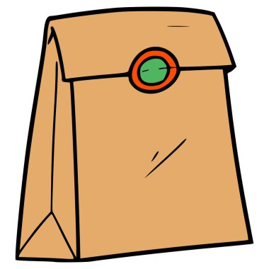 kağıt torba illüstrasyon el izole vektörü