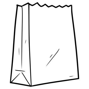 kağıt torba illüstrasyon el çizimi ana hat vektörü