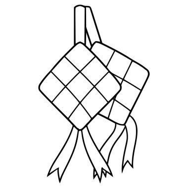 Ketupat illüstrasyon el çizimi ana hat vektörü