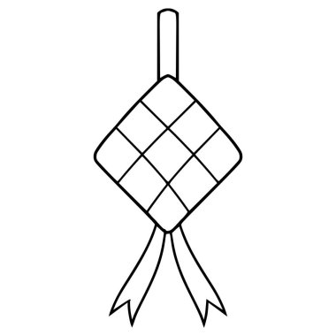 Ketupat illüstrasyon el çizimi ana hat vektörü