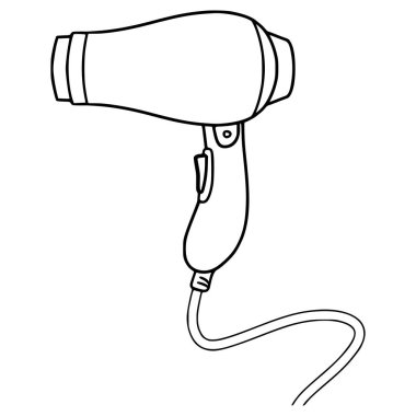 saç kurutma makinesi çizimi el çizimi ana hat vektörü