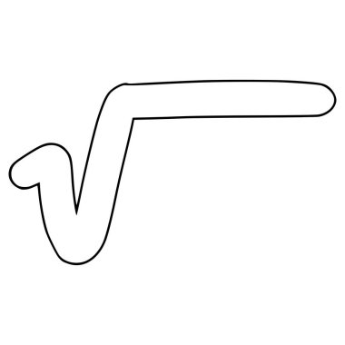 kök kök sembolü veya kare kök sembolü el çizimi ana hatlı vektör