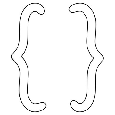 kıvrımlı parantez çizimi el çizimi ana hatlı vektör