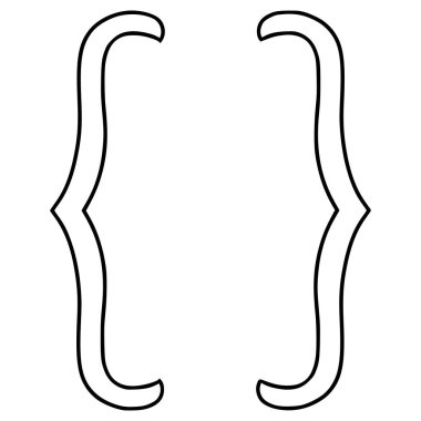 kıvrımlı parantez çizimi el çizimi ana hatlı vektör