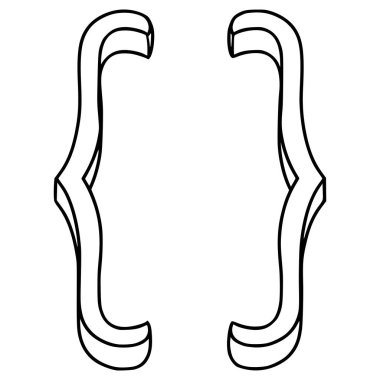 kıvrımlı parantez çizimi el çizimi ana hatlı vektör