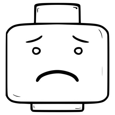 oyuncak başı üzgün illüstrasyon ana hatları vektörü