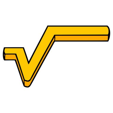 radikal sembol veya karekök sembolü el çizimi izole vektör