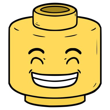 oyuncak kafa mutlu illüstrasyon el izole vektör çizdi