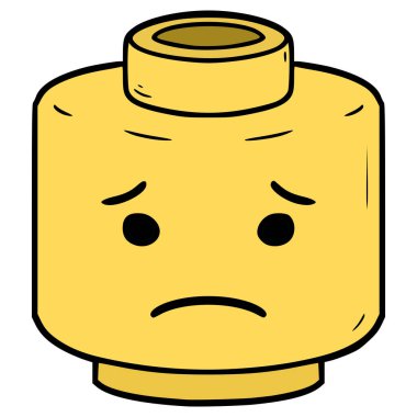 oyuncak kafası üzgün illüstrasyon el izole vektör çizdi