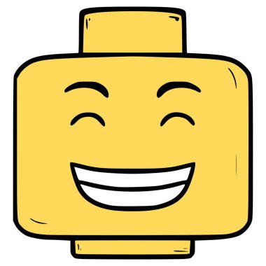 oyuncak kafa mutlu illüstrasyon el izole vektör çizdi