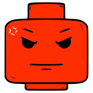 oyuncak kafası kızgın illüstrasyon elle izole edilmiş vektör