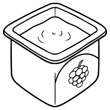 Üzümlü yoğurt illüstrasyon el çizimi ana hatlı vektör