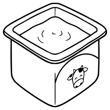 açık yoğurt illüstrasyon el çizimi ana hat vektörü