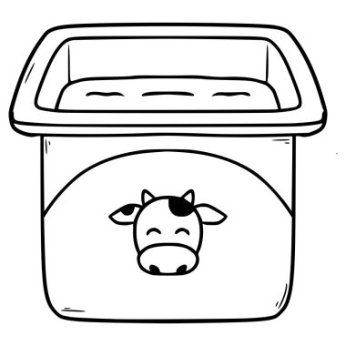 açık yoğurt illüstrasyon el çizimi ana hat vektörü