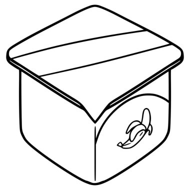 muz yoğurdu çizimi el çizimi ana hatlı vektör