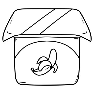 muz yoğurdu çizimi el çizimi ana hatlı vektör