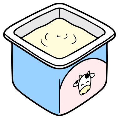 açık yoğurt illüstrasyon elle izole edilmiş vektör