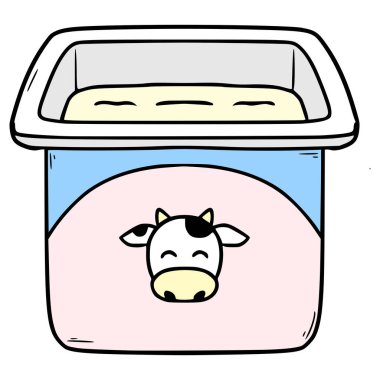 açık yoğurt illüstrasyon elle izole edilmiş vektör