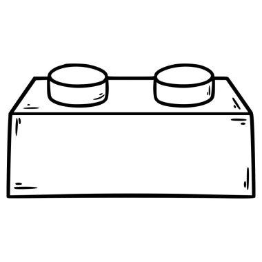 oyuncak tuğla 1x2 illüstrasyon el çizimi ana hat vektörü