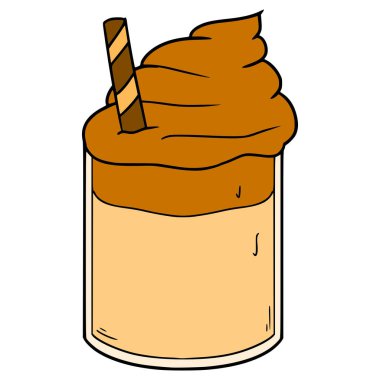 dalgona kahve illüstrasyonu el çizimi izole vektör