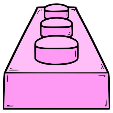 oyuncak tuğla 1x3 illüstrasyon el izole vektör çizdi
