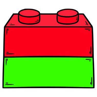 oyuncak tuğla 1x2 illüstrasyon el izole vektör çizdi
