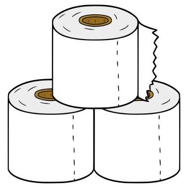 tuvalet kağıdı yığını resimleme el çizimi izole vektör