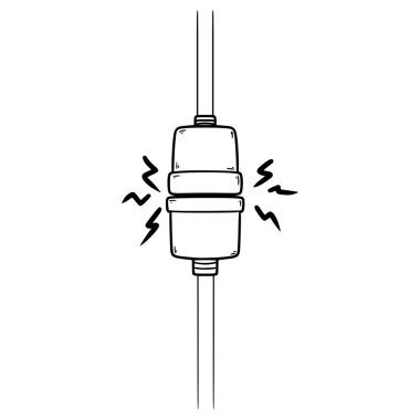 elektrik prizi illüstrasyon el çizimi ana hat vektörü