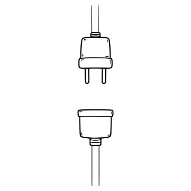 elektrik prizi illüstrasyon el çizimi ana hat vektörü