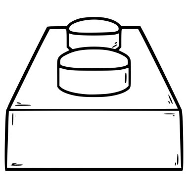oyuncak tuğla 1x2 illüstrasyon el çizimi ana hat vektörü