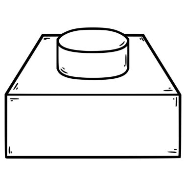oyuncak tuğla 1x1 illüstrasyon el çizimi ana hat vektörü