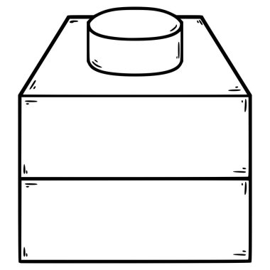 oyuncak tuğla 1x1 illüstrasyon el çizimi ana hat vektörü