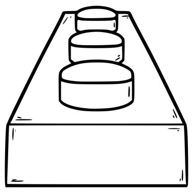 oyuncak tuğla 1x3 illüstrasyon el çizimi ana hat vektörü